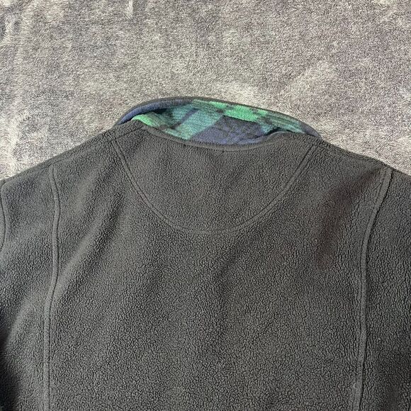 Lauren Ralph Lauren Fleece Button Up Pockets Black Plaid Shacket Women's M - Picture 9 of 11